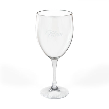 "Mom" Engraved Wine Glass